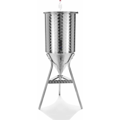 Milo - Fermentatore inox professionale per birra artigianale, Tronco conico 60° con tappo a pressione -35 Lt