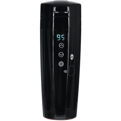 Tazza da caffè elettrica LCD elettrica per riscaldatore per auto da viaggio in acciaio inossidabile da 400 ml (nero)