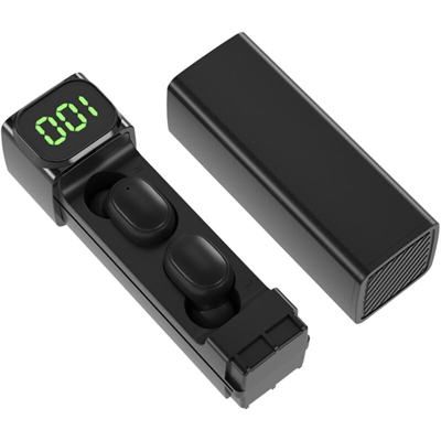 Auricolare Bluetooth wireless TWS BT5.1 display digitale sportivo LED auricolare sportivo stereo intelligente BQC-01 nero