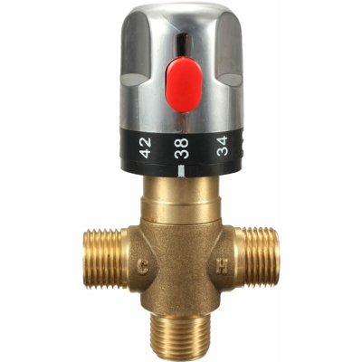 Controllo della temperatura dell'acqua della doccia in ottone massiccio con valvola di miscelazione termostatica a 3 vie