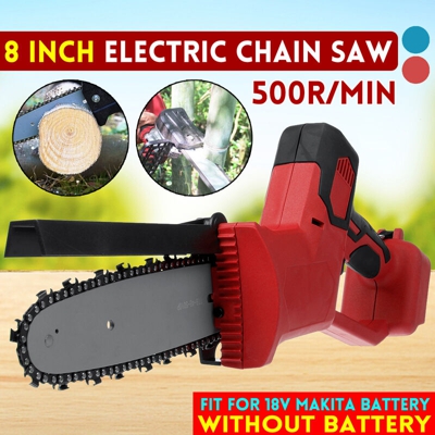 Sega a catena con registratore multifunzione per motosega elettrica a batteria da 8 pollici per batteria Makita (rossa, senza batteria (adatta per