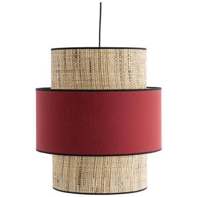 Lampadario Bimaterico In Iuta E Tessuto Kaki D40 Cm Chill