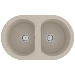 Lavello Da Cucina Doppio Ovale Beige In Granito precio