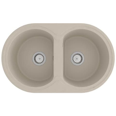 Lavello Da Cucina Doppio Ovale Beige In Granito