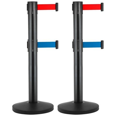 Colonna Divisoria 2 Unità Nera Con Nastro Estensibile Blu E Rosso Da 3 M 320 X 63 X 910 Mm