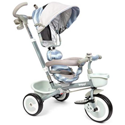 Boppi Passeggino-triciclo A Pedali 4 In 1 Con Seduta Reversibile Fronte Genitore O Fronte Strada - Grigio Con Onde en oferta