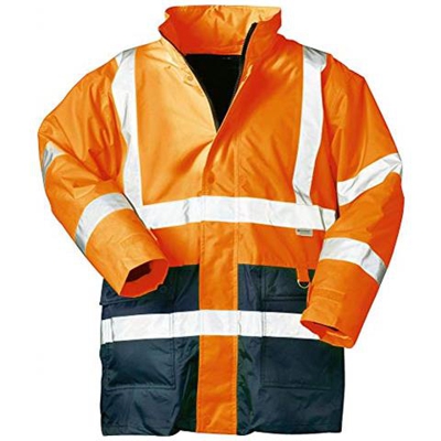 Visibilita Deposto Parka Alexander, Arancione Fluorescente / Blu Marino, Traspirante, Reflexierend Riflettente 3m Scotchlite Reflective Materiali Strisce