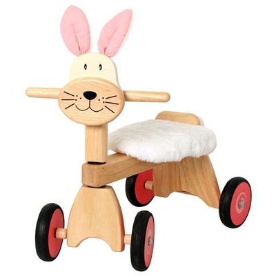 Triciclo in Legno Cavalcabile Coniglio cm 47x42x30 per bambini Età 19 mesi