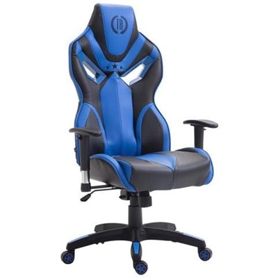 Sedia Racing Ufficio Fangio in Similpelle I Poltrona Gaming con Braccioli E Altezza Regolabili I Sedia Gamer Sportiva con Rotelle Nero Blu
