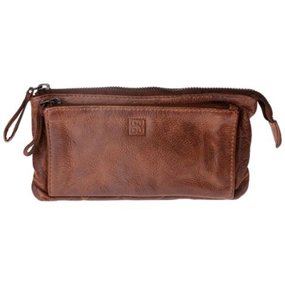 Portafoglio donna in pelle vintage modello busta con 2 zip Onyx Brown