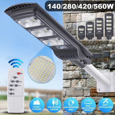 Drillpro - Pannello solare impermeabile per lampione stradale bianco freddo ad alta luminosità (tipo E 140 LED)