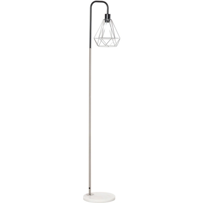 Lampada da Terra Moderna Paralume in Filo Metallico Palo in Metallo e Base in Marmo ?25x152cm Nero Argento Bianco - Homcom