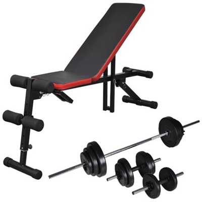 Panca Reclinabile Con Bilanciere E Set Di Manubri Da 30,5 Kg