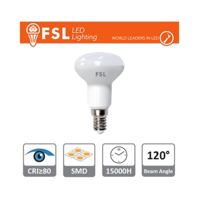 FSL - lampadina led spot r50 220-240 volt 6 watt A+ CE E14 bianco freddo no lif flr50a6w65k14