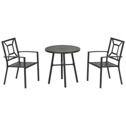 Set Tavolo E 2 Sedie Da Giardino In Acciaio Per Esterni Nero precio