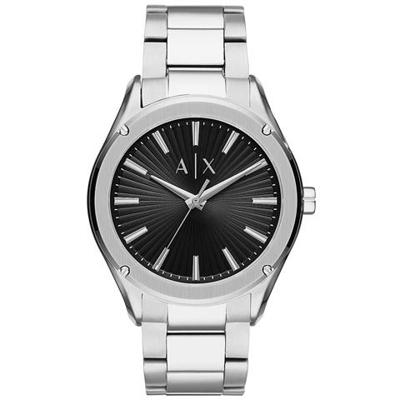 Ax2800 Uomo 44mm Acciaio Acciaio Nero Silver Quarzo Solo Tempo 5atm