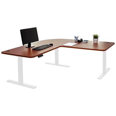 Scrivania Angolare Regolabile Elettricamente Hwc-d40 Acciaio Pvc Hdf Legno Scuro Bianco