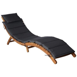Lettino Prendisole Con Cuscino Massello Di Acacia Grigio Scuro en oferta