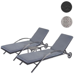 Set 2x Lettini Regolabili Da Esterno Hwc-e27 Polyrattan Nero Con Cuscino Grigio Scuro características