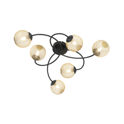 QAZQA Plafoniera athens - rustico - Vetro,Acciaio - Oro/Ottone/Nero - Organico Max. 6 x Watt características