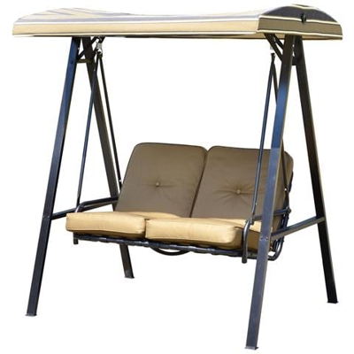 Dondolo Da Giardino A 2 Posti Con Tetto Regolabile Struttura In Acciaio, 138 X 106 X 174cm