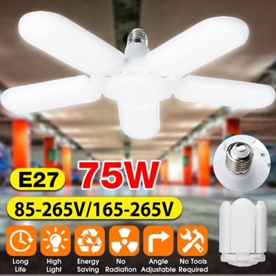 75W 140 6500K LED Luci da garage Utilità del negozio Lame della ventola regolabili Soffitto deformabile Luce diurna Lampada a LED Illuminazione da