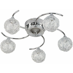 Lampadario a soffitto con plafoniera in alluminio e sfere in filo di metallo características