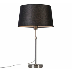 Lampada da tavolo con paralume Parte - Moderno - Metallo,Tessuto - Nero/Acciaio - Tondo E27 Max. 1 x 1 Watt - Qazqa en oferta