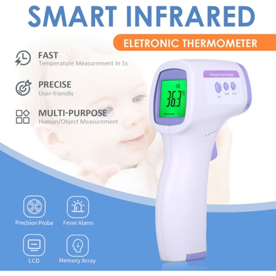 Asupermall - Senza contatto a infrarossi sulla fronte termometro display LCD / unita di temperatura / temperatura commutabile e stato spedito senza
