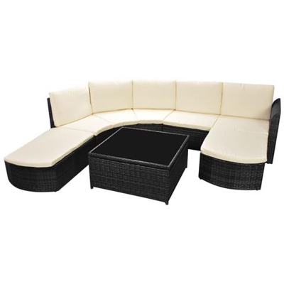 17 Pz Set Mobili / divani Da Giardino In Polirattan Nero