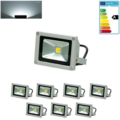 Ecd Germany - 7x faro faretto proiettore lampada a LED 10W color bianco freddo da esterno