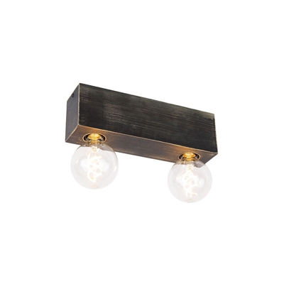 QAZQA Faretto bloc - rustico - Legno - Nero - Allungato Max. 2 x Watt