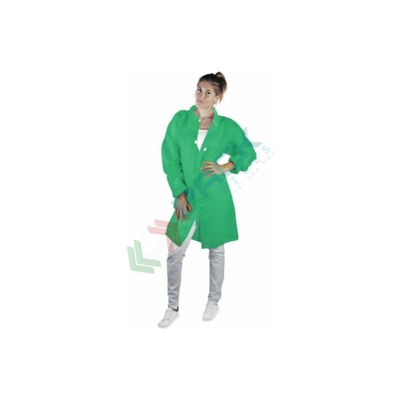 Camice monouso da laboratorio, in TNT di polipropilene (PP), 30 g/mq, colore verde, taglia M (Taglia M - Verde)