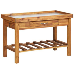 Banco Da Lavoro Per Giardino Piano In Zinco E Massello D'acacia precio