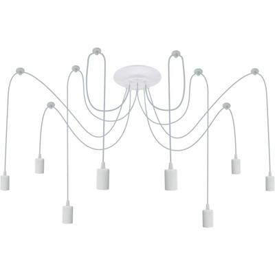 Lampada vintage per 8 lampadine di filo E27 con cavo di 3m bianco - Primematik