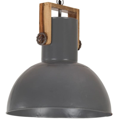 Lampada Soffitto Industriale 25 W Grigia Rotonda in Mango 42cm - Grigio - Youthup