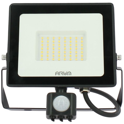 Proiettore nero a LED 50W con rilevatore di movimento IP44 | Température de Couleur: Bianco neutro 4000K