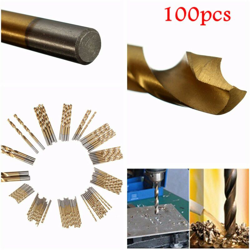 Drillpro - 100pcs 1.5mm-10mm acciaio ad alta velocità rivestito in titanio HSS acciaio ad alta velocità punte elicoidali set di punte in legno / características
