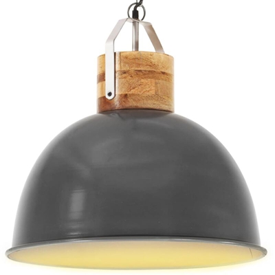 Lampada Soffitto Industriale Grigia Rotonda 51 cm E27 in Mango - Youthup