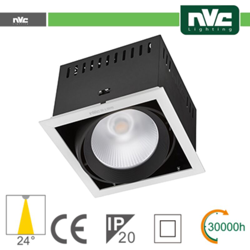 faretto incasso 24 watt 1 luce 20° 220-240 volt A+ CE IP20 bianco caldo nero no lif nvm311x24w3k24 características