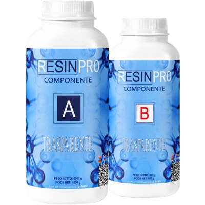 Resin Pro - Resina Epossidica 320 Grammi Trasparente Bicomponente A + B Effetto Acqua