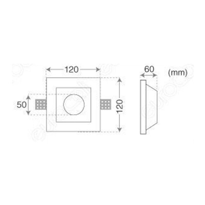 Faro Incasso Filo Gesso Soffito Gu10 Quadrato Recessed 120X120Mm