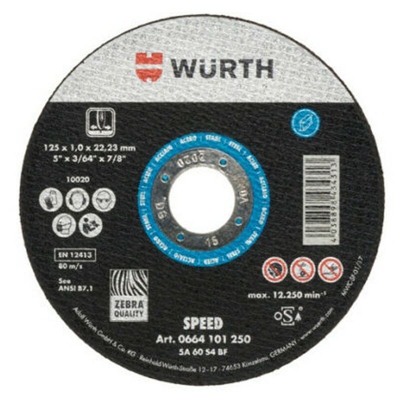 Dischi da Taglio 125x1 Disco Mola Veloce per Acciaio 1pz 0664101250 wurth