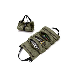 Borsa per attrezzi in tela con 5 tasche con cerniera per professionisti, verde militare - Langray en oferta