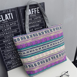 Borsa a tracolla da spiaggia da donna estiva Borsa da shopping in tela Hobo Tote floreale Borsa grande Cerniera Strisce viola características