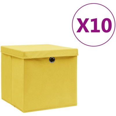Contenitori con Coperchio 10 pz 28x28x28 cm Giallo - Giallo - Vidaxl