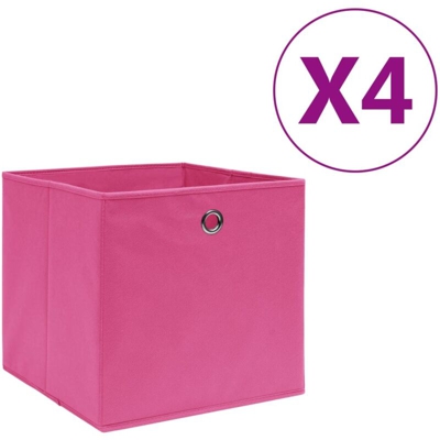 Contenitori 4 pz in Tessuto non Tessuto 28x28x28 cm Rosa - Rosa - Vidaxl