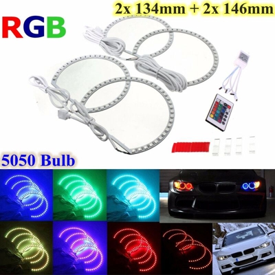 4x Multi-Color RGB LED Light Strobe Angel Eye Telecomando Pr BMW E46 E36 E38 X5