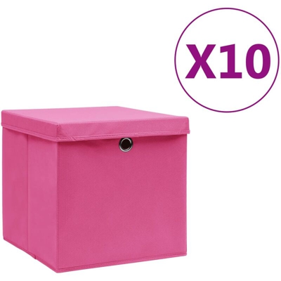 Contenitori con Coperchio 10 pz 28x28x28 cm Rosa - Rosa - Youthup