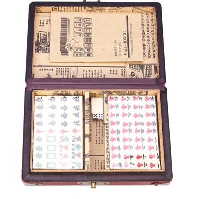 Cinese-Mahjong-portatile-Retro-Rare-144-Tiles-Mahjong